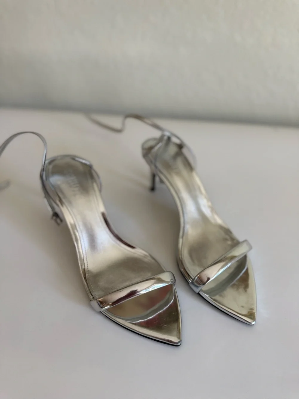 SCHUTZ Metallic Silver Pointed Heels